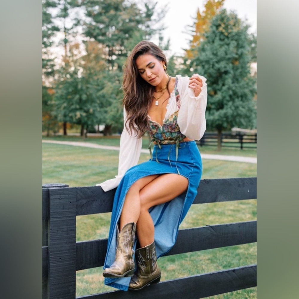 Only worn once - denim maxi with slit